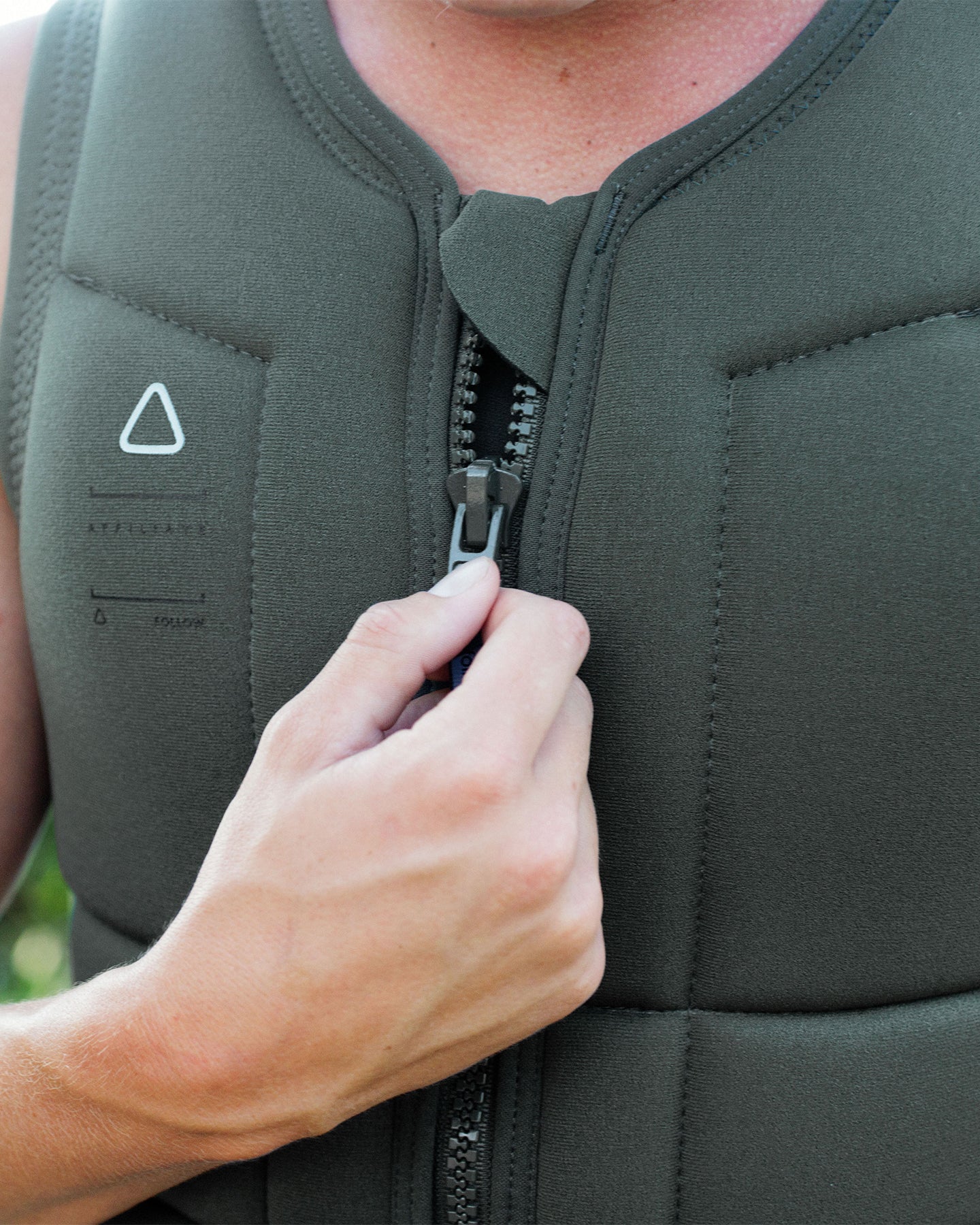 Follow Affiliate Mens Impact Vest - Olive — men's wakeboard impact vest, action view 17