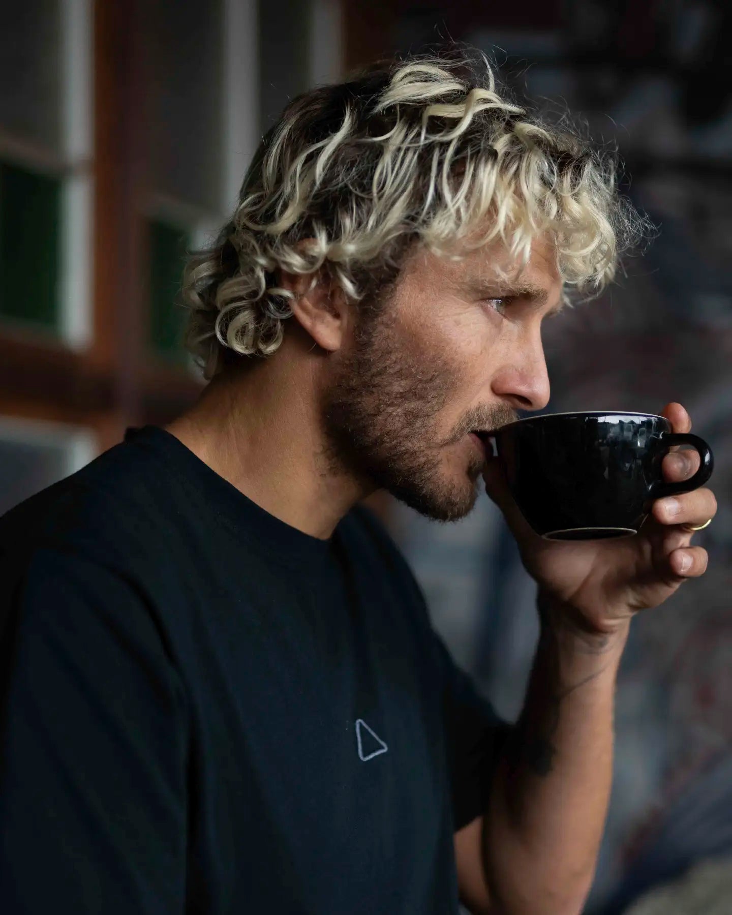 Follow Stitched Tee - Black lifestyle 2