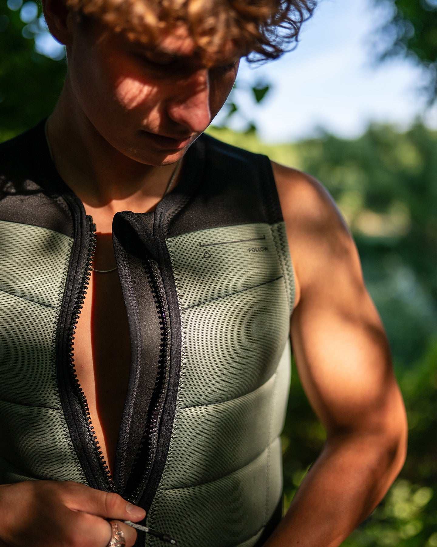 Follow Section Mens Impact Vest - Black/Petina — men's wakeboard impact vest, action view 11