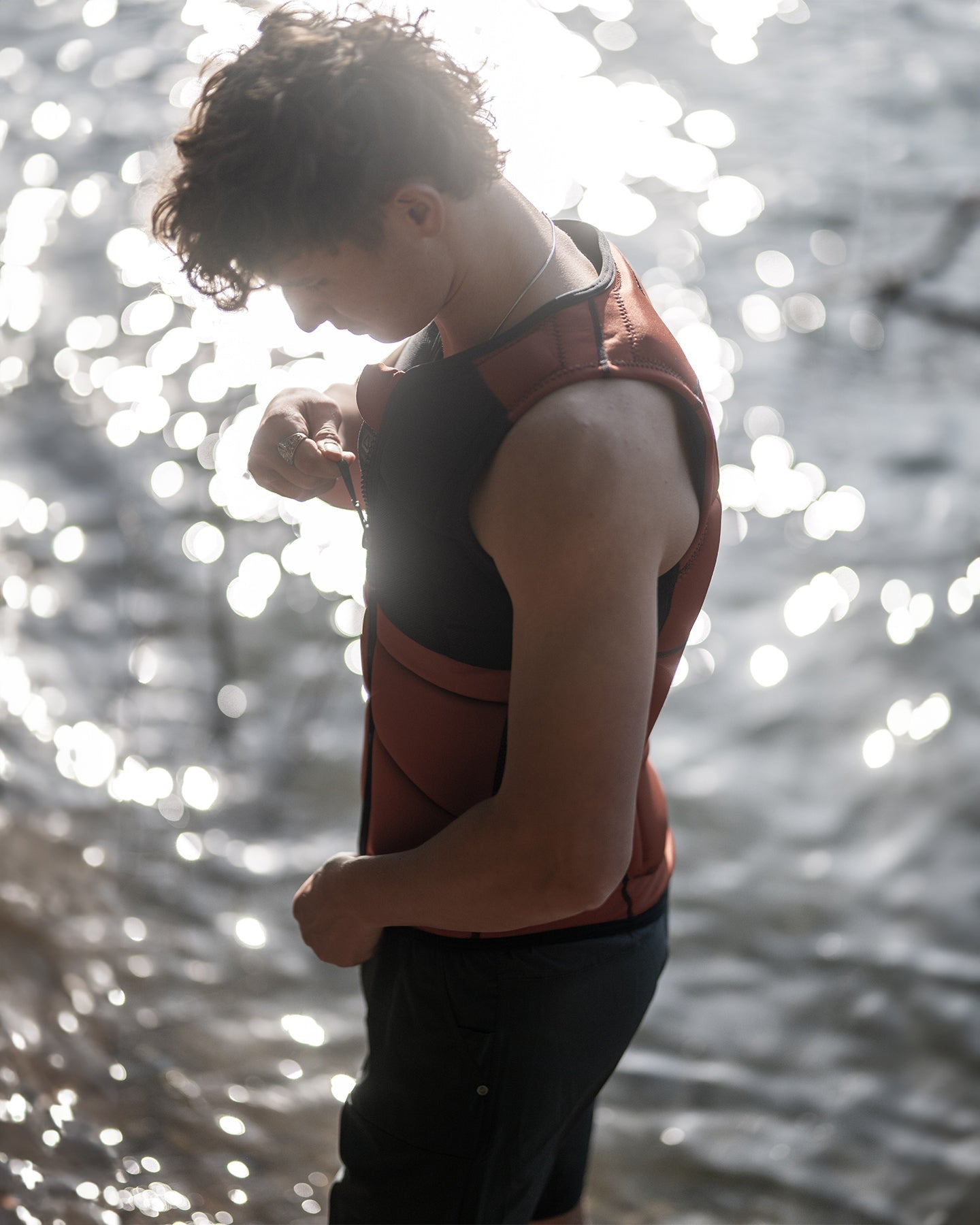 Follow Gratis Mens Impact Vest - Rust — men's wakeboard impact vest, action view 06